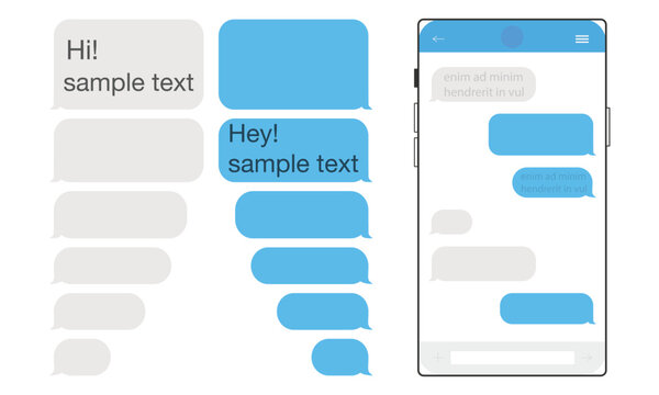A set of different kinds of chat and text bubbles. iMessage . Smartphone Messaging Interface with Chat Bubbles and Keyboard.