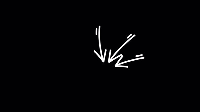 Hand drawn animation doodle arrows, transparent background