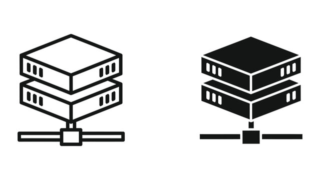 Modern server rack icon with network connection illustration