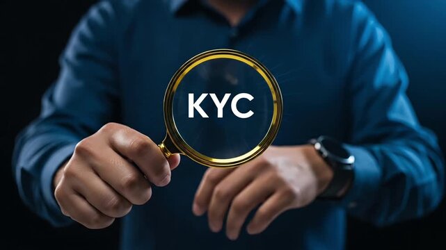 Know Your Customer Concept with Magnifying Glass and KYC Text for Financial Verification and Compliance