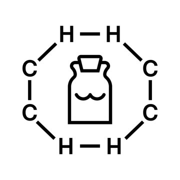 Alcohol formula icon. Science and organic chemistry line symbol. Black and white.