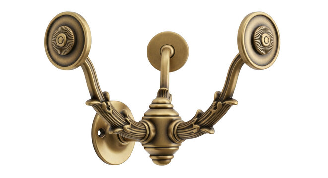 Antique brass wall sconce with ornate scrollwork and candle holder