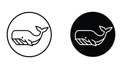 Minimal whale icon in circular frame © Marom Ali Stock