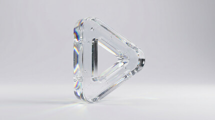 Fototapeta premium Large clear crystal triangular prism object.