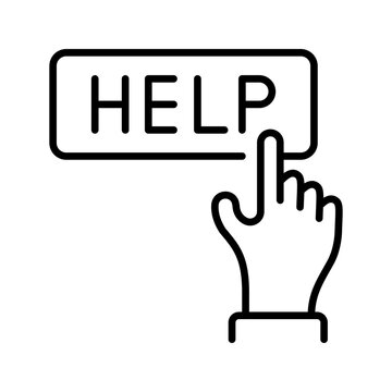 Help button icon. Business and customer support line symbol. Black and white.