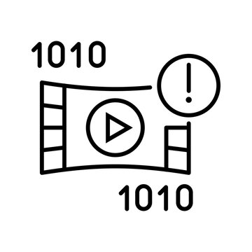 Video error icon. Technology and multimedia line symbol. Black and white.