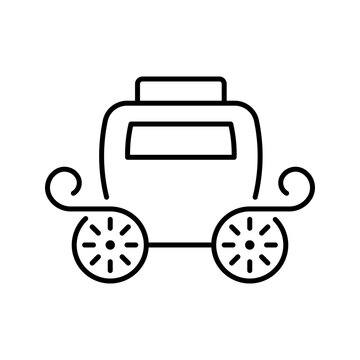 Wedding carriage icon. Transport and carriage line symbol. Black and white.