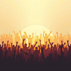 Fototapeta premium Silhouette Crowd Banner – World Population Day Global Unity Concept