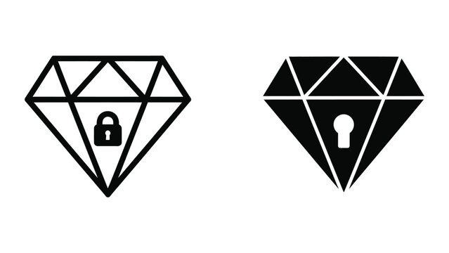 Secure diamond shape with lock icon symbol