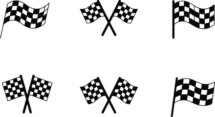 Fototapeta premium Set of Black and White Checkered Racing Flags in Different Arrangements checkered flags
