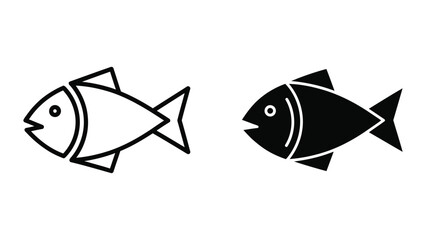 Obraz premium Simple black and white fish icon pair with stripes