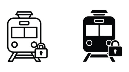 Naklejka premium Locked train icon with security symbol