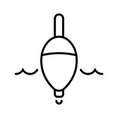 Fishing float icon. Sports and fishing line symbol. Black and white. © M.Style