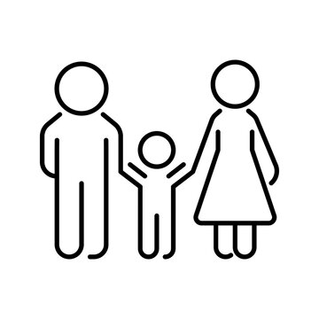 Family child icon. Lifestyle and parenting line symbol. Black and white.