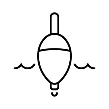 Fishing float icon. Sports and fishing line symbol. Black and white.