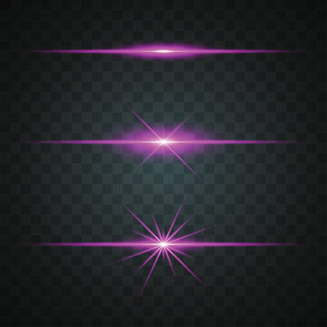 Dynamic pink laser lines and starburst on dark transparent background