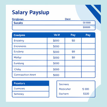 Sample salary payslip template with employee data and deductions