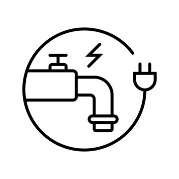 Smart tap icon. Technology and smart home line symbol. Black and white.