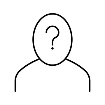 Unknown user icon. Security and identity line symbol. Black and white.