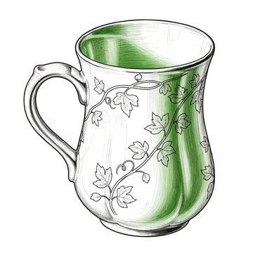 Gemini said

A single empty green tea cup with a handle is an isolated kitchen object on a clean white background, perfect for a transparent liquid beverage or hot tea