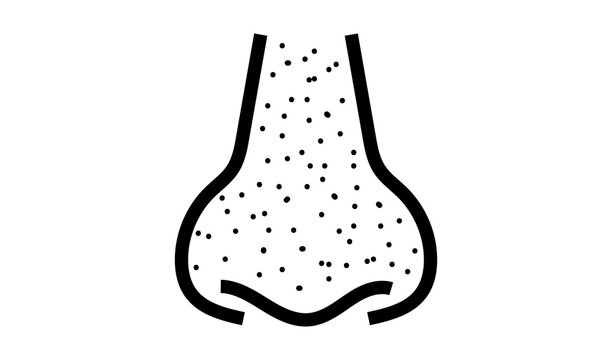 Nose with pores line Breathing icon vector illustration, black dots on human nose skin problem airborne Particle Illustration for Health and Design