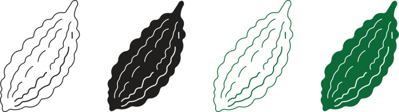 Bitter Gourd Outline Icon &ndash; Healthy Vegetable Line Vector