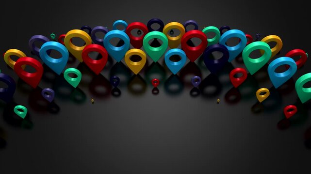 Pins Form a Wave. Abstract motion, 3d rendering, 4k resolution
