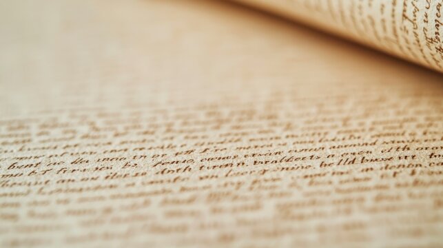 A close-up photo of an old, handwritten manuscript with sepia tones and cursive text on aged paper.