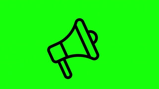 Animated Megaphone Icon on Green Screen for Marketing and Alerts