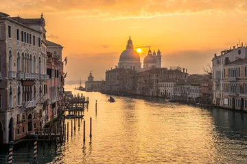 sunrise view of venice from  accademia bridge, italy © jon_chica
