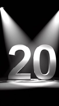 Dramatic Theater Curtain Reveal of Number 20 with Spotlight