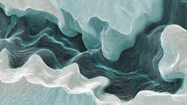 Flowing, undulating lines create an abstract visualization resembling deep ocean currents or fabric textures.