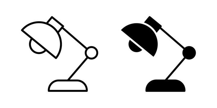 Study lamp icon in outline and solid style. Ideal for education, reading, and productivity apps on white background.
