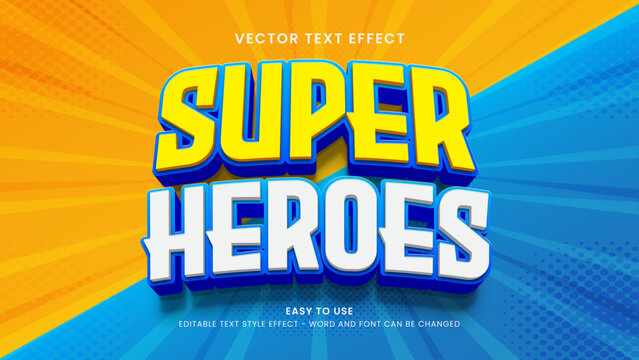 editable text effect super heroes 3d style premium vector