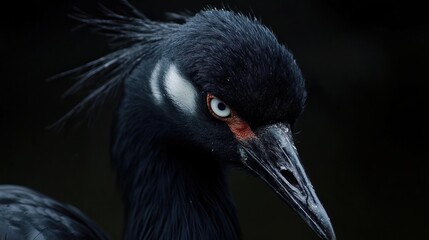 Naklejka premium Black Crane Close-up Portrait