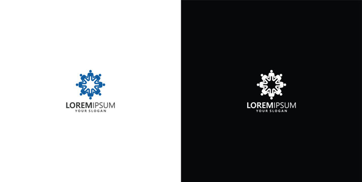 Elegant Blue Floral Emblem Logo Design, Featuring intricate geometric floral patterns with placeholder text for branding identity
