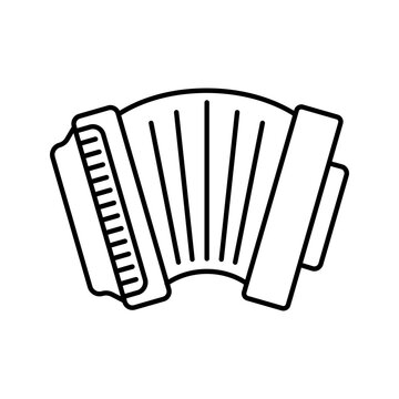 Accordion instrument icon. Music and folk instruments line symbol. Black and white.
