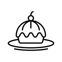 Fototapeta premium Cupcake dessert icon. Food and bakery line symbol. Black and white.