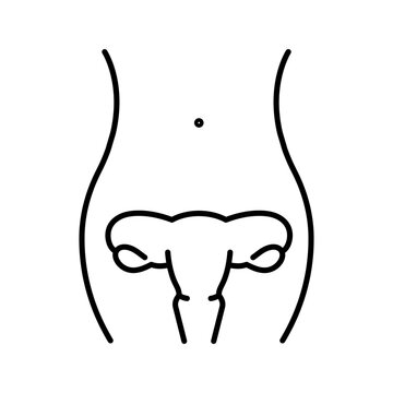 Female reproductive organ icon. Healthcare and gynecology line symbol. Black and white.