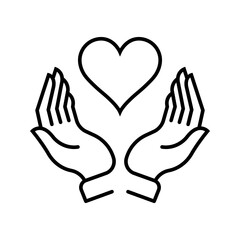 Obraz premium Life protection icon. Healthcare and patient care line symbol. Black and white.