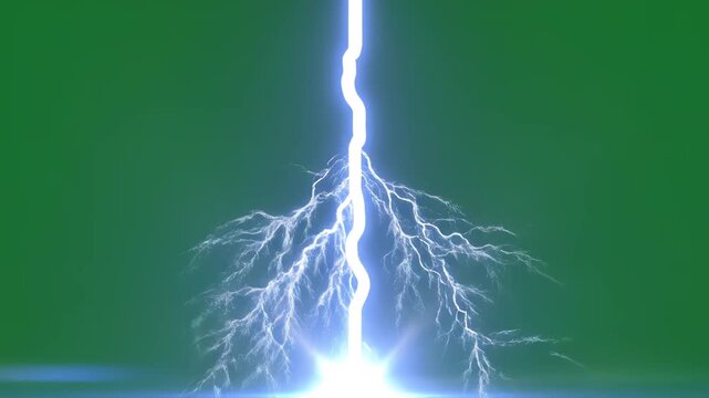 Lightning bolt on green background emphasizing modern aesthetics and minimalist design