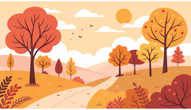 Trees with orange and red leaves.