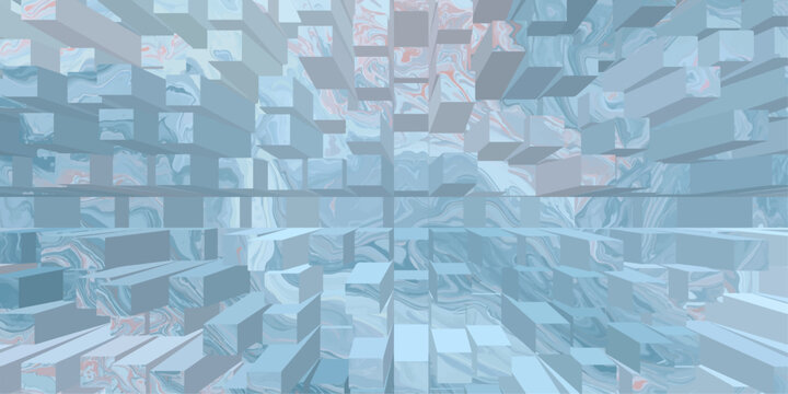 Abstract blue background with futuristic 3d digital squares and geometric cube patterns creating a professional business technology wallpaper design.