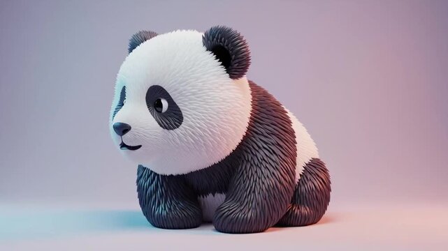 Cute 3d cartoon illustration of a giant baby panda bear soft toy with green bamboo isolated on a white background, featuring a stylized wild animal vector in a charming China zoo nature style