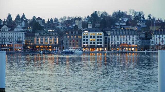 Lake Lucerne with scenic view of the historic old town, Switzerland