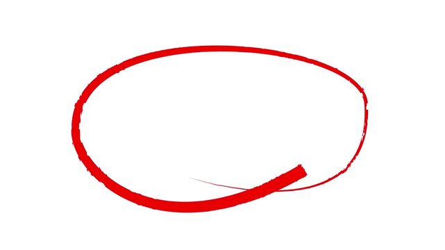 hand drawing different circles animation isolated on white background, Handwritten red circle. For marking text, numbers, marker pen, pencil, logo, hand-drawn doodle grunge circle highlights. 4k