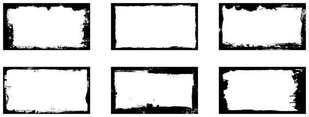 Hand drawn grunge brush frame border set creates a striking visual element. Vector art © Creative