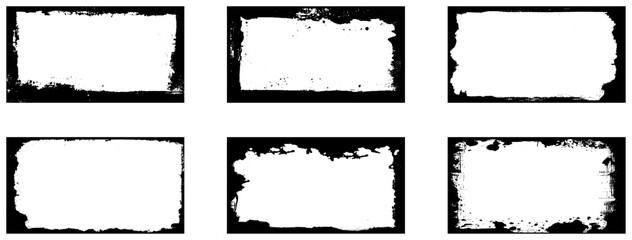 Hand drawn grunge brush frame border set creates a striking visual element. Vector art © Creative