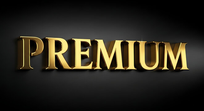 The word 'PREMIUM' displayed in elegant 3D gold lettering against a dark, sophisticated background, exuding quality, exclusivity, and high value.