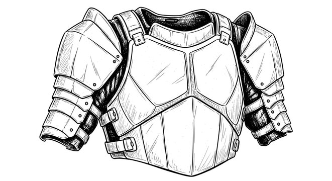 Medieval Armor Sketch Isolated on White Background